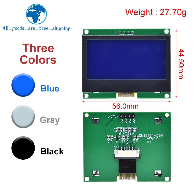 1/3PCS 12864 IIC LCD Module 12 - огляд і ціна I2C Lcd Display